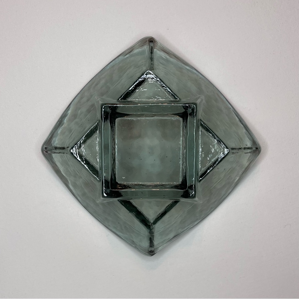 Authentic Fire & Light Recycled Glass Art Jewelry Cache Tray Dish Twilight 4”x4” - Picture 8 of 10